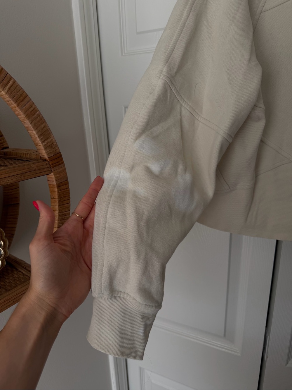 BLEACH RUINED- lululemon athletica Cream Logo Cropped Sweatshirt - Picture 4 of 5